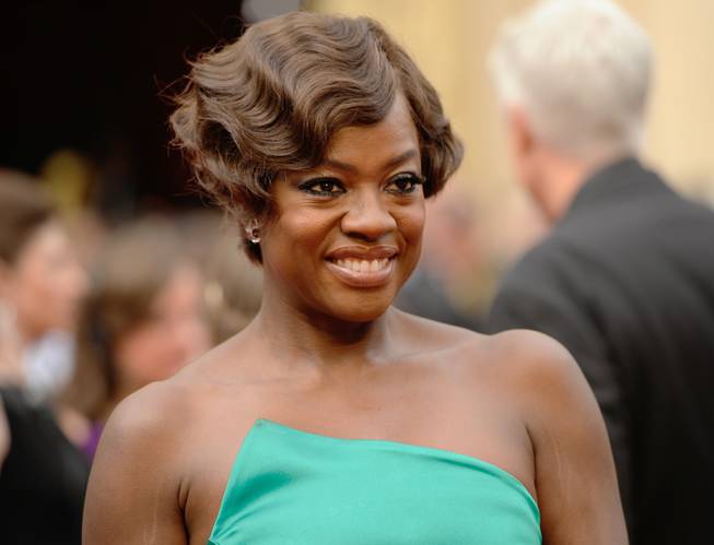 Viola Davis arrives at the Oscars on Sunday, March 2, 2014, at Dolby Theater in Los Angeles.